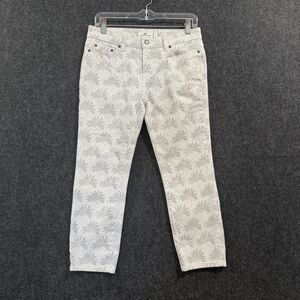 Vineyard Vines Pants Women's 6 Gray White Palm Print Stretch Casual Slim Fit